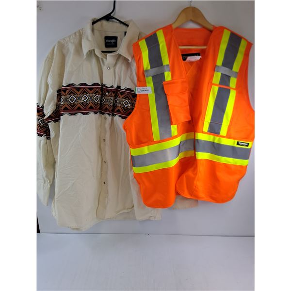 Terra Hi-Vis Vest Size 2XL & Wrangler Western Shirt Size 3XL