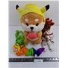 Image 1 : (4) ty Beanie Babies & Stuffed Cartoon Animal with Shoulder Straps (zipper broken)