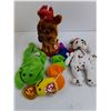 Image 2 : (4) ty Beanie Babies & Stuffed Cartoon Animal with Shoulder Straps (zipper broken)