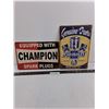 Image 1 : (2) Vintage Look Metal Wall Art (Champion Spark Plugs & Chevrolet Genuine Parts) 8" x 12"