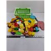 Image 1 : Children's Grocery Basket with Plastic Foods and Cookware