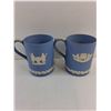 Image 2 : (2) Wedgwood Jasper Pale Blue Mugs (Tower of London 1973 & Houses of Parliament 1974)