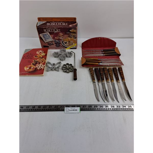 (2) Sets of Steak Knives (6-pack & 7-pack), Rosette Cooking Set