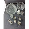 Image 3 : (5) Sets of Salt & Pepper Shakers, (2) Trays, Display Bowl 4.75", Misc.