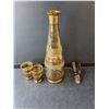 Image 2 : Amber Glass Decanter 14.25" Tall & (2) Shot Glasses