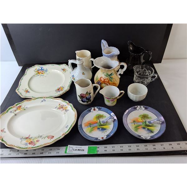 Decorative Dishes Lot- (4) Plates, Creamers, Cup, Misc.
