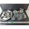 Image 1 : Metal Segmented Tray, Crystal/Glass Dishes- Creamers, Candy Bowl, Misc.