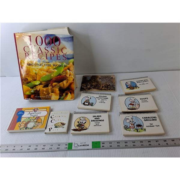 (9) Cookbooks- 1000 Classis Recipes, Wine & Spirits, Grilling, Misc.