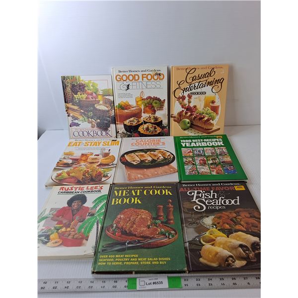 (9) Cookbooks- Caribbean, Calorie Counters, Eat & Stay Slim, Misc.