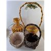 Image 2 : Wicker Lot- (7) Baskets, Sleigh, Flower Pot