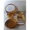Image 3 : Wicker Lot- (7) Baskets, Sleigh, Flower Pot