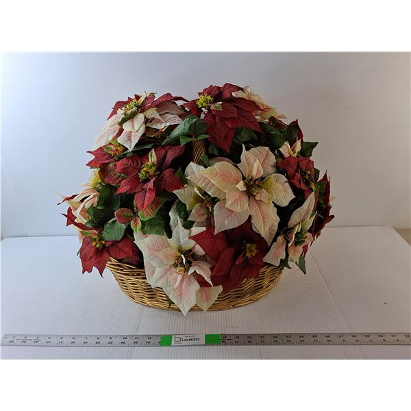 *Faux Poinsettias & Basket 19" Tall