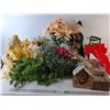 Image 1 : *Christmas Lot- Santa & Angel FIgurines Up to 20" Tall, Garland & Wreath with Lights- As Is, Misc.