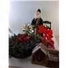Image 3 : *Christmas Lot- Santa & Angel FIgurines Up to 20" Tall, Garland & Wreath with Lights- As Is, Misc.