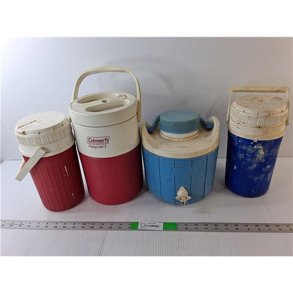 (4) Vintage Thermoses/ Water Dispenser Up to 12" Tall