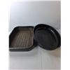 Image 3 : Enamel Cookware- (3) Pots/Strainer, (2) Lids, Casserole Dish 17" Long