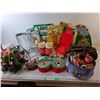 Image 1 : *Christmas Lot- (2) Tree Skirts, Ribbon, Decorative Sleighs, Misc.
