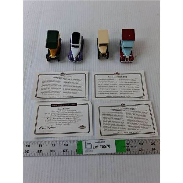 (4) Matchbox Model Cars- Samuel Adams Brewhouse, Misc.