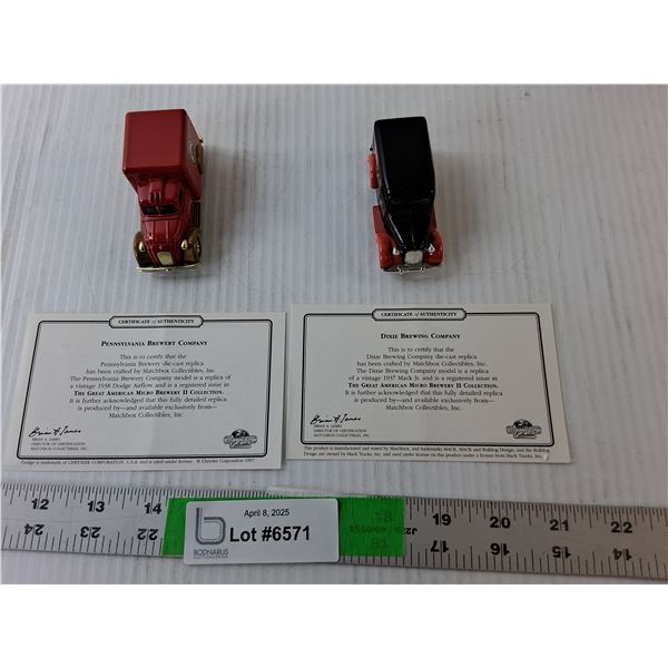 (2) Matchbox Model Trucks- Dixie & Pennsylvania Brewing