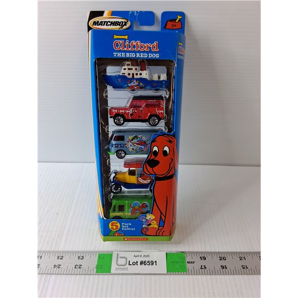 (5) Matchbox/Clifford the Big Red Dog Model Vehicles-Sealed