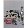 Image 4 : Assorted Lot (Bracelet Craft Charms, Magnets, Fossil Wrist Watch, Misc.)
