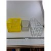 Image 1 : Milk Crate & 2 Metal Baskets - Largest 20" x 11" x 10"