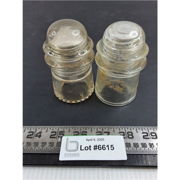 (2) Vintage Dominion Glass Insulators