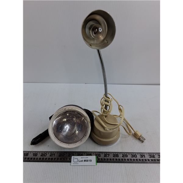 Vintage Lights (Car Flashlight - Untested & Desk Light - Not Working - May need new Bulb)