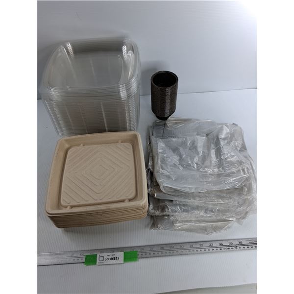 Various Plastic / Paper Bowls, Plastic Bags