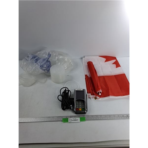 Digital Debit Machine, As Is, Various Plastic Disposable Lids, Misc