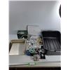 Image 1 : Lot Of  Various Items, Large Platic Bin,  20.5" x 15.5" x 7", Work Commercial Napkin Despener, Misc,
