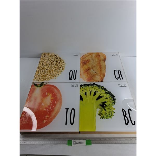 (4) Food Wall Decoration Signs, All 12" x 12"