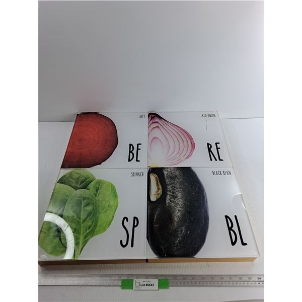 (4) Food Wall Decoration Signs, All 12" x 12"