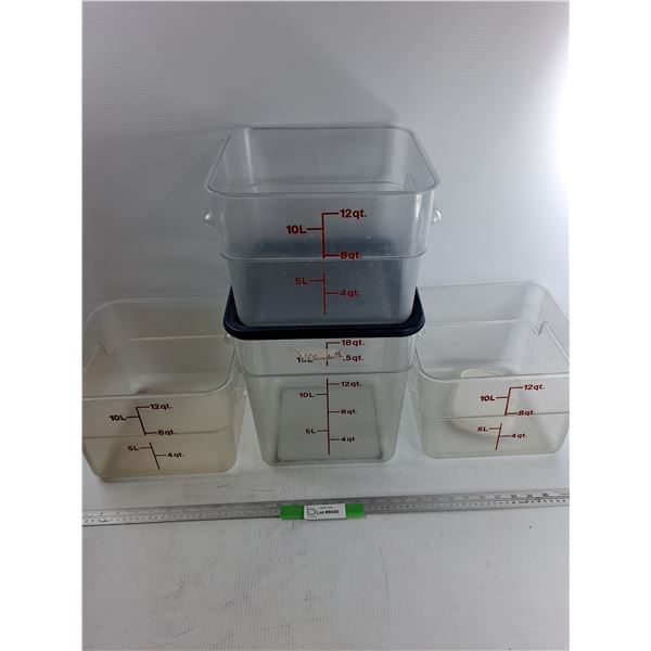 (4) Plastic Containers, (3) 12qt. , (1) 18qt.