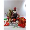 Image 1 : Lot Of Various Christmas Decorations, Stockings, Miniature Trees, Misc