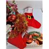 Image 2 : Lot Of Various Christmas Decorations, Stockings, Miniature Trees, Misc