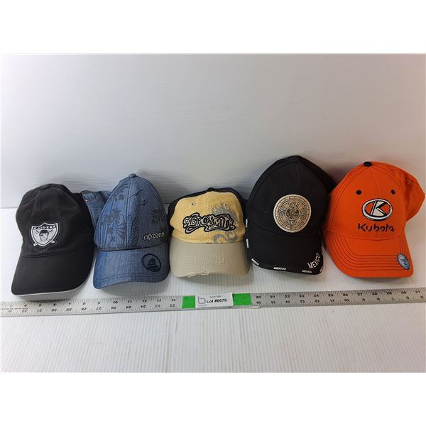 (6) Baseball Hats- Aerosmith, Ripzone, Misc.