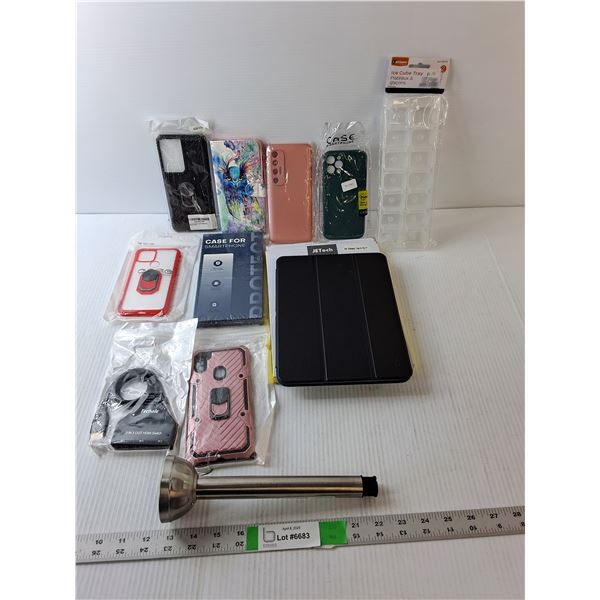 Phone Lot- (7) Cases, Tablet Case, HDMI Switch, Misc.