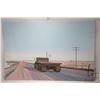 Image 2 : John M. Zupan (1941-1998) unframed acrylic on massonite painting of an vintage truck on a country ro