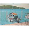 Image 1 : John M. Zupan (1941-1998) unframed acrylicl on board painting of the fishing boat Chilkat off the co