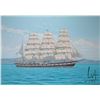 Image 1 : John M. Zupan (1941-1998) unframed acrylic on board painting of the tall ship Thekala, artist signed