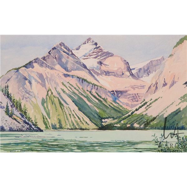 John M. Zupan (1941-1998) unframed original watercolour painting, titled "Mt. Whitehorn and Kinney L