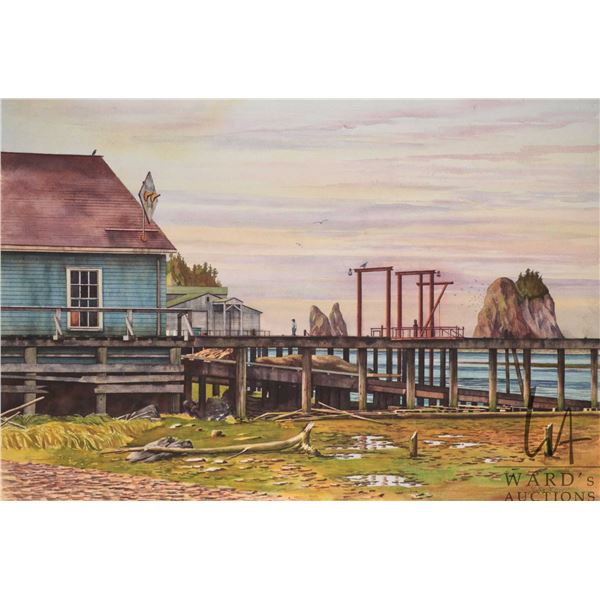 John M. Zupan (1941-1998) unframed original watercolour painting, titled on verso "Loading Dock at L