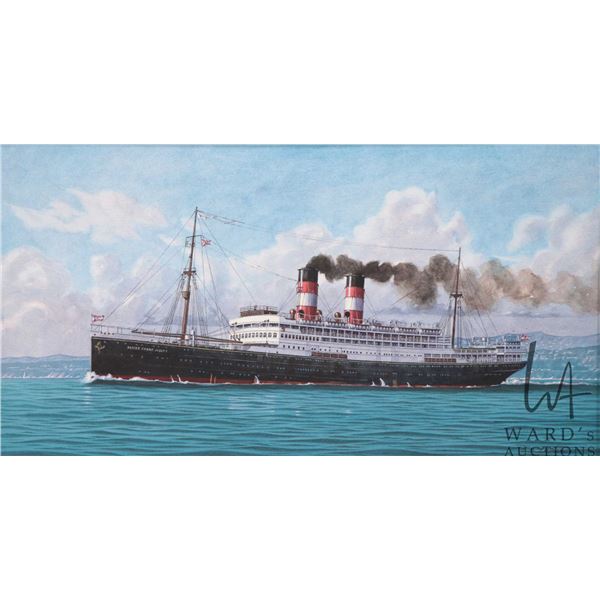 John M. Zupan (1941-1998) unframed original watercolour painting of the passenger liner Kaiser Franz