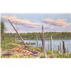 Image 1 : Jean Marie Zupon ( John M. Zupan 1941- 1998) original watercolour painting of a lake shore line, sig