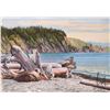 Image 1 : John M. Zupan (1941-1998) unframed original watercolour painting of a shoreline beach, artist signed