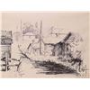 Image 1 : Jerry Heine, mat framed original ink drawings of small buildings, dated 1972, 8" X 10 1/2"