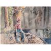 Image 1 : Jerry Heine unframed original watercolour painting of a yong boy fishing, 14" X 18"