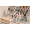 Image 1 : Jerry Heine unframed original watercolour paintings, note: both sides painted and scene with boy and