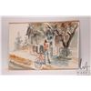 Image 2 : Jerry Heine unframed original watercolour paintings, note: both sides painted and scene with boy and